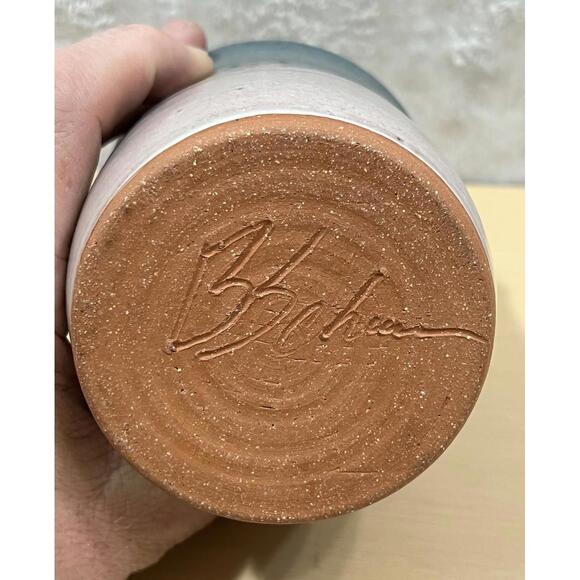 Handmade Studio Pottery Cup Mug Signed Artisan Stoneware Drip Glaze - Picture 7 of 8